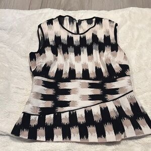 BCBGMaxAzria Black and Cream Patterned Blouse